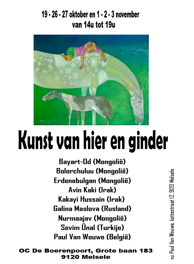 Affiche. Tentoonstelling te Melsele. Kunst van hier en ginder met Galina Maslova. 2013-10-18